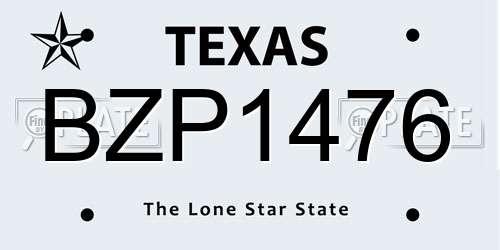 BZP1476 Texas License Plate