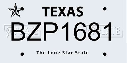 BZP1681 Texas License Plate