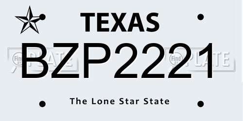 BZP2221 Texas License Plate