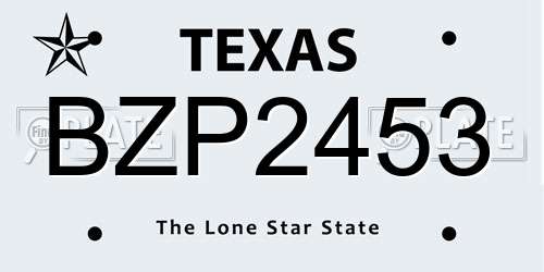 BZP2453 Texas License Plate