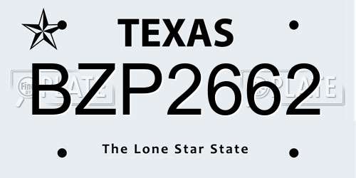 BZP2662 Texas License Plate