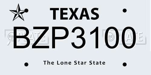 BZP3100 Texas License Plate