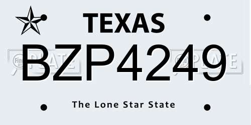 BZP4249 Texas License Plate