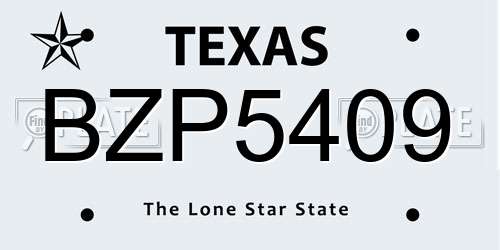 BZP5409 Texas License Plate
