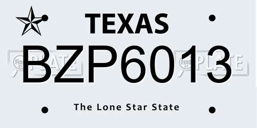 BZP6013 Texas License Plate