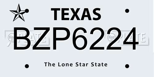BZP6224 Texas License Plate