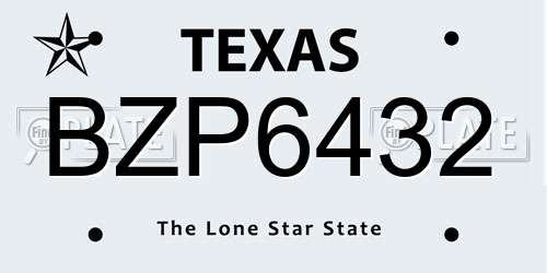 BZP6432 Texas License Plate