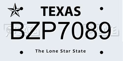 BZP7089 Texas License Plate