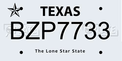 BZP7733 Texas License Plate