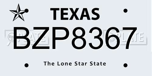 BZP8367 Texas License Plate
