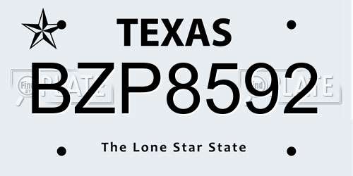 BZP8592 Texas License Plate