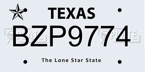 BZP9774 Texas License Plate