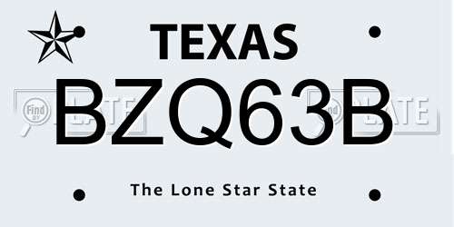 BZQ63B Texas License Plate