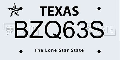 BZQ63S Texas License Plate