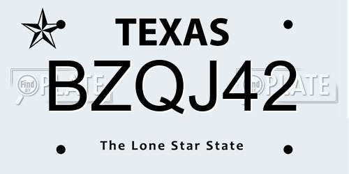 BZQJ42 Texas License Plate