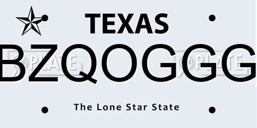 BZQOGGG Texas License Plate
