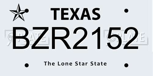 BZR2152 Texas License Plate