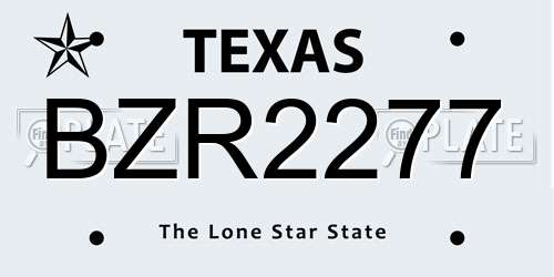 BZR2277 Texas License Plate