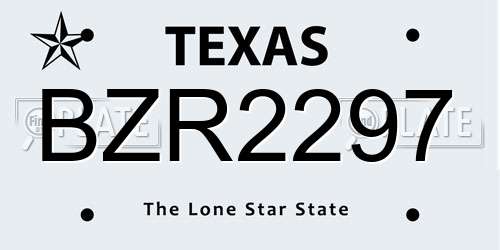 BZR2297 Texas License Plate