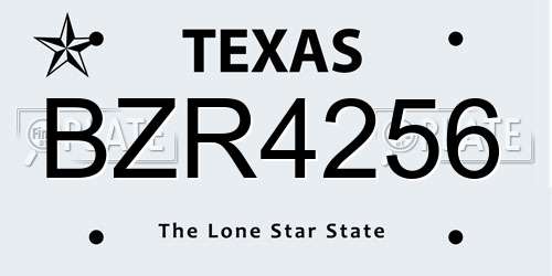 BZR4256 Texas License Plate