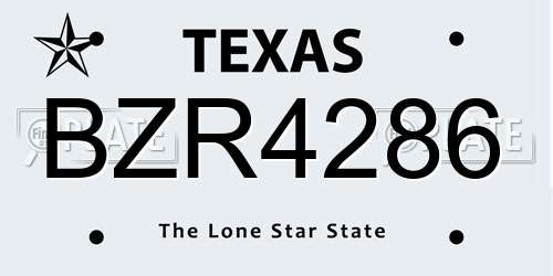 BZR4286 Texas License Plate