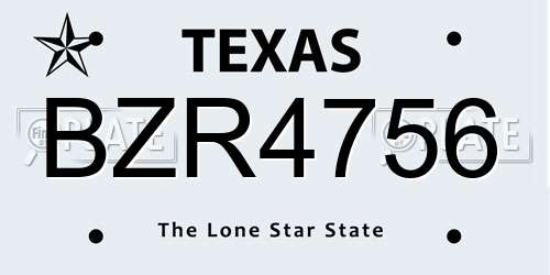 BZR4756 Texas License Plate
