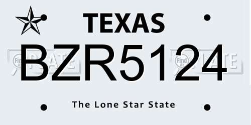 BZR5124 Texas License Plate
