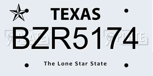 BZR5174 Texas License Plate