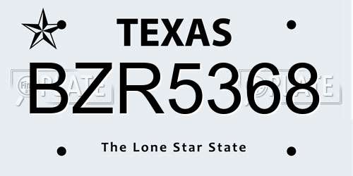 BZR5368 Texas License Plate