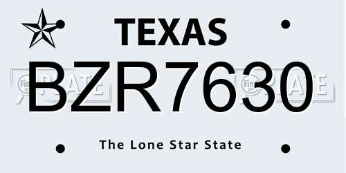 BZR7630 Texas License Plate