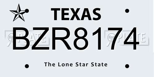 BZR8174 Texas License Plate