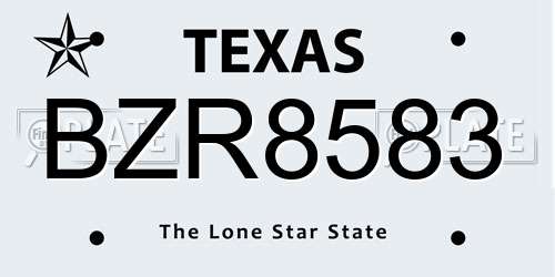 BZR8583 Texas License Plate