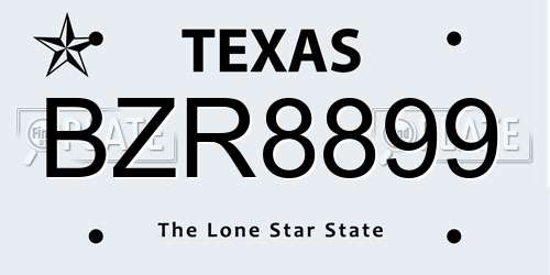 BZR8899 Texas License Plate