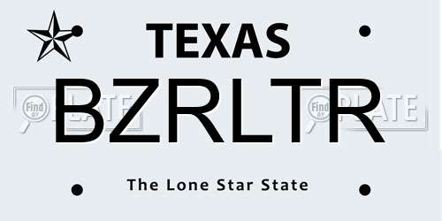 BZRLTR Texas License Plate