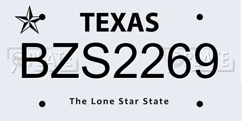 BZS2269 Texas License Plate