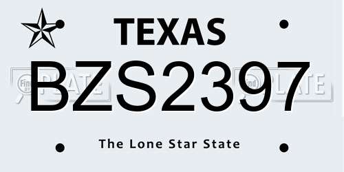 BZS2397 Texas License Plate