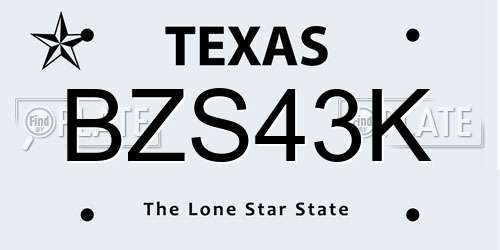 BZS43K Texas License Plate