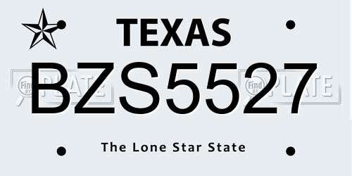 BZS5527 Texas License Plate