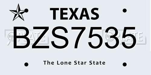 BZS7535 Texas License Plate