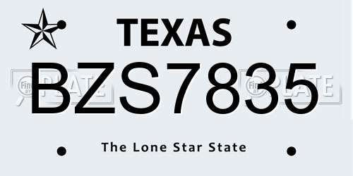 BZS7835 Texas License Plate