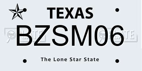 BZSM06 Texas License Plate