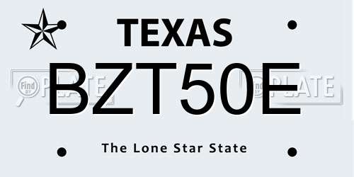 BZT50E Texas License Plate