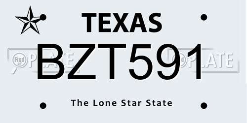 BZT591 Texas License Plate