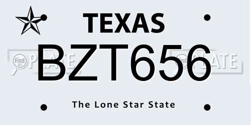 BZT656 Texas License Plate