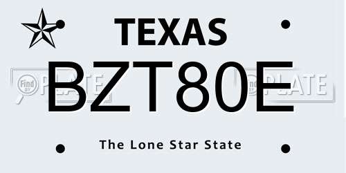 BZT80E Texas License Plate