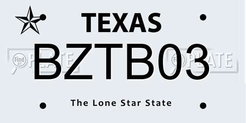 BZTB03 Texas License Plate