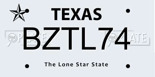 BZTL74 Texas License Plate