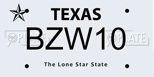 BZW10 Texas License Plate