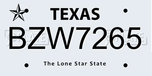 BZW7265 Texas License Plate