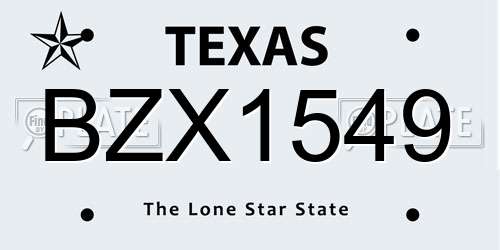 BZX1549 Texas License Plate